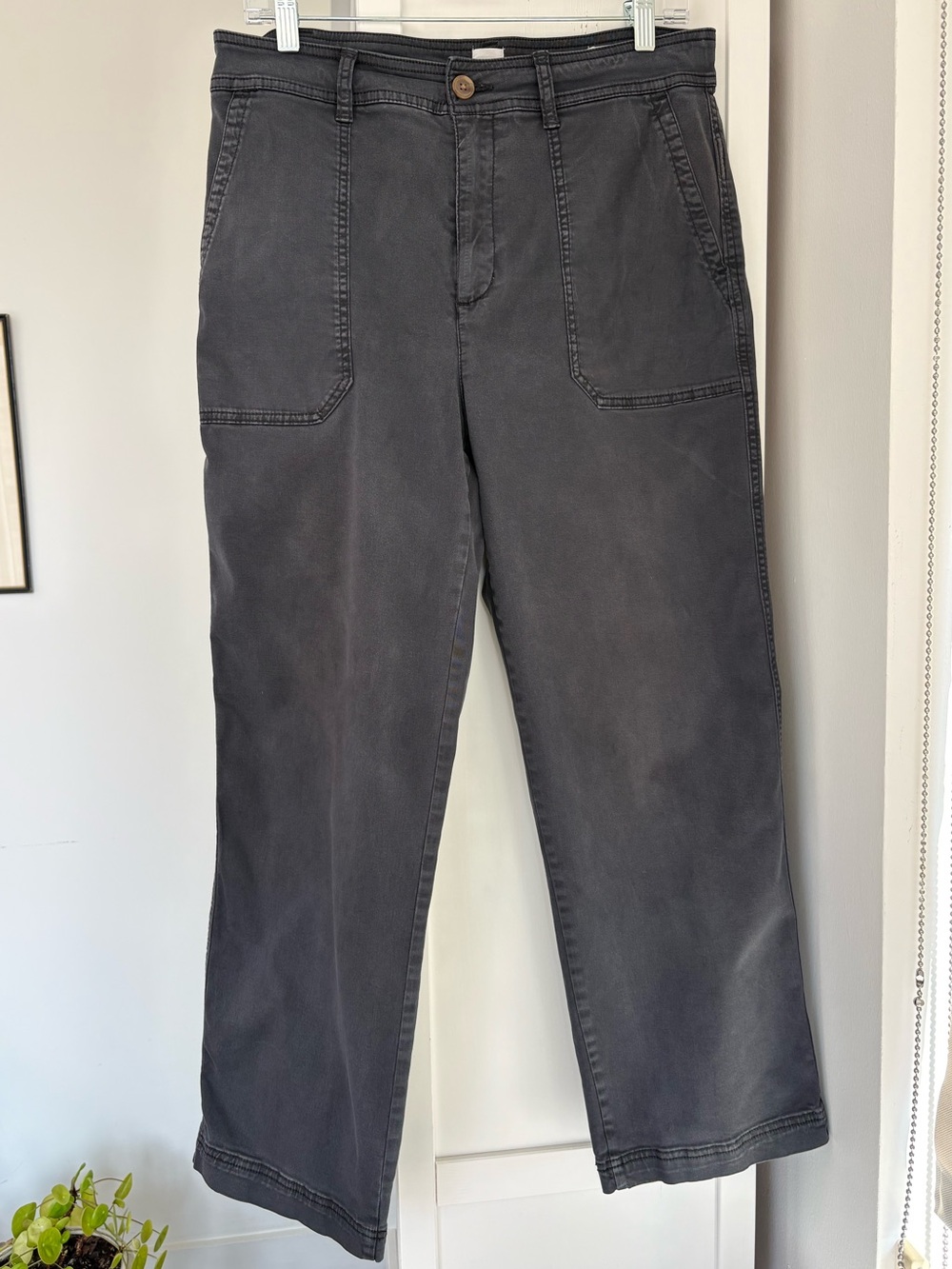 Gap High Rise Girlfriend Utility Pants Charcoal Gray Size 12 Casual Classic